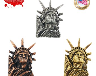 Lady Liberty Pin, Pewter, Lady, Liberty, USA, Patriotic, New York, Lapel, Hat, Pins, Brooch, Jewelry, Gift, Handmade in the USA. A1010Z
