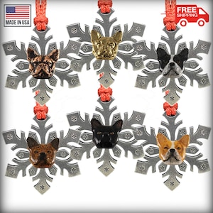 French Bulldog Ornament, Frenchie, Dog, Snowflake, Christmas, Holiday, Tree, Décor, Decoration, Handmade in the USA, 100+ Designs Available