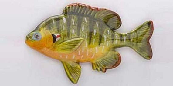 Pewter ~ Pumpkinseed Fish ~ Refrigerator Magnet ~ F071M