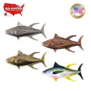 Yellowfin Tuna Pin, Pewter, Lapel, Hat, Pins, Brooch, Brooches, Jewelry, Gift, Handmade in the USA, 200 Fish Designs Available. S011Z