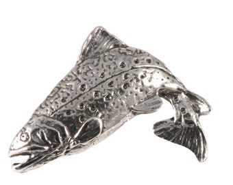 Épingle à Revers Magnétique Truite De Fontaine - Brookie Sautante En étain - Création Artisanale USA