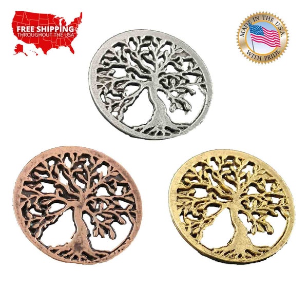 Tree of Life Pin, Pewter, Tree, Life, Nature, Branches, Leaf, Peace, Lapel, Hat, Pins, Brooch, Jewelry, Gift, Handmade in the USA. A1032Z