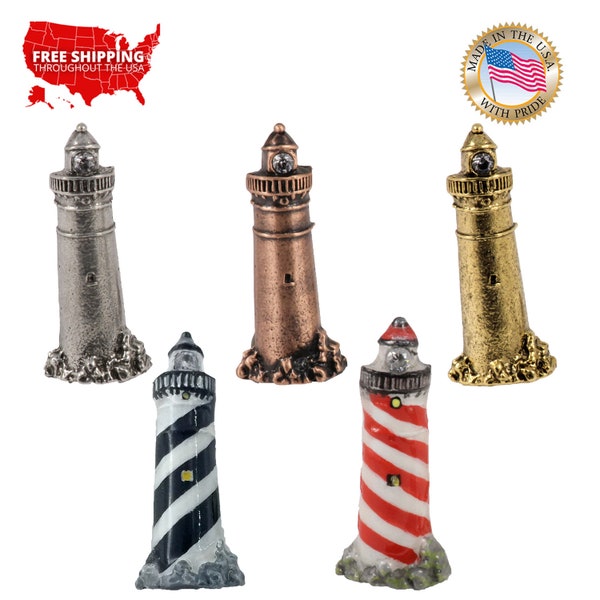 Lighthouse Pin, Pewter, Lighthouse, Nautical, Coast, Ocean, Lapel, Hat, Pins, Brooch, Brooches, Jewelry, Gift, Handmade in the USA. A110Z