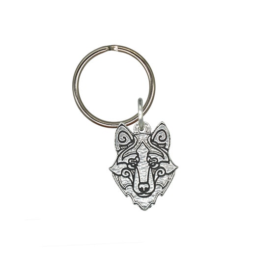 アクセサリー WOLF'S HEAD Wolf Head Keychain, G105KC, 1 1/4 Inch, Metal, Viking, Norse