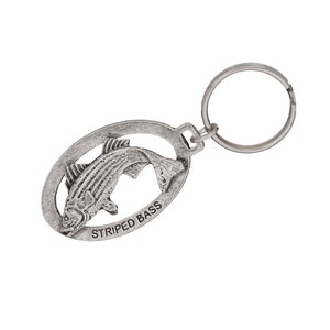 Striper Leaping Keychain, Key Fob, Key Ring, Keys, Zipper Pull, Ocean, Luggage Tag, Backpack, Over 300 Keychains, Handmade in the USA S052KC
