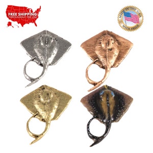 Sting Ray Pin, Pewter, Lapel, Hat, Pins, Brooch, Brooches, Jewelry, Gift, Handmade in the USA, 200 Fish Designs Available. S077Z