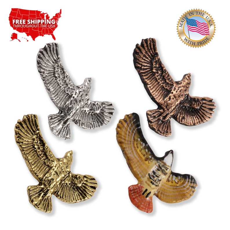 Crescent Hawk Pin Creative Pewter Designs Red-tailed Hawk Bird Pewter Lapel Pin Brooch ...