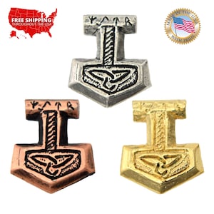 Thor&#39;s Hammer Pin, Thor, Nordic, Norse, Viking, Gothic, Pins, Medieval, Lapel, Brooch, Hat, Backpack, Handmade in US, 100+ Gothic Designs