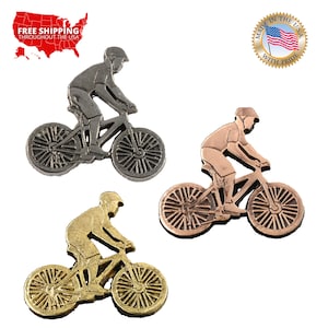 Bicycler Pin, Pewter, Bicycler, Bicycle, Cycle, Rider, Helmet, Outdoors, Lapel, Hat, Pins, Brooch, Jewelry, Gift, Handmade in the USA. A242Z