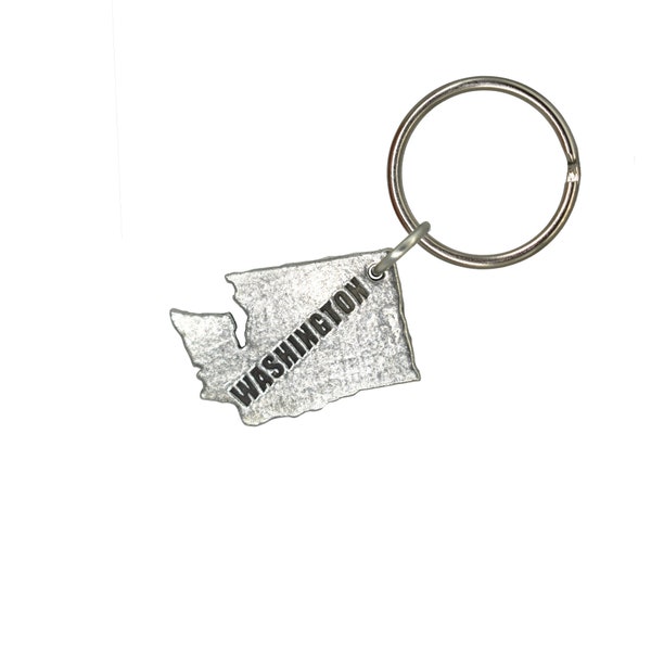 WA State Outline Keychain, A1020KC, 2 Inches, Washington State, Souvenir, PNW, Pacific Northwest, Gift, Metal, Engraved, Made in the USA