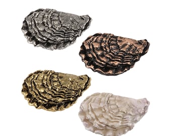 Oyster Shell Pin, Pewter, Oyster, Shell, Ocean, Seafood, Beach, Lapel, Hat, Brooch, Jewelry, Gift, Handmade in the USA A159