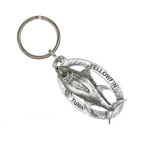 Yellowfin Tuna Keychain, S011KC, 2 Inch, Saltwater, Ocean, Fish, Deep Sea, Sport Fishing, Gift, Metal, Zipper Pull, Luggage Tag, Pewter