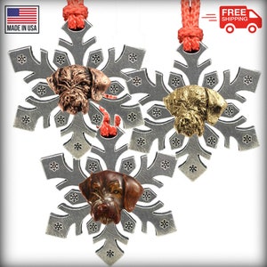 German Wire Haired Pointer, Snowflake, Dog, Christmas, Holiday, Tree, Décor, Decoration, Hanging, Handmade in USA, 100+ Designs Available