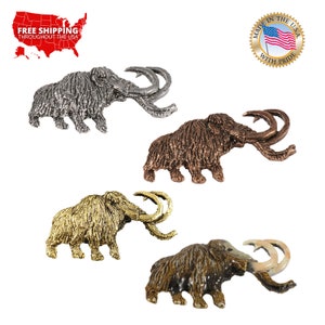 Woolly Mammoth Premium Pin, Pewter, Woolly, Mammoth, Ice, Age, Tusks, Lapel, Hat, Pins, Brooch, Jewelry, Gift, Handmade in the USA. A200PRZ