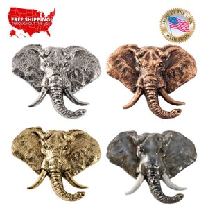 Elephant Head Pin, Fridge Magnet, Very Large, M091PR, 2 Inches, Handmade in the USA, Realistic, Safari, Hat Pin, Lapel Pin, Brooch, Gift