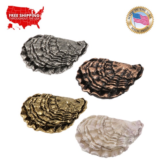 Brooch Oyster Sea Shell Pewter Lapel Pin Jewelry A159