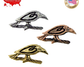 Odin's Raven Pin, Bird, Norse, Nordic, Huginn, Muninn, Gothic, Viking, Lapel, Brooch, Hat, Backpack, Handmade in US, 100+ Gothic Designs