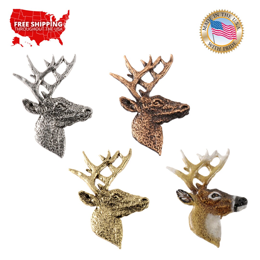 Very Large Whitetail Deer Pin, Fridge Magnet, Side View, M007PR