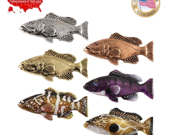 Grouper Fish Pin, Pewter, Lapel, Hat, Pins, Brooch, Brooches, Jewelry, Gift, Handmade in the USA, 200 Fish Designs Available. S070Z