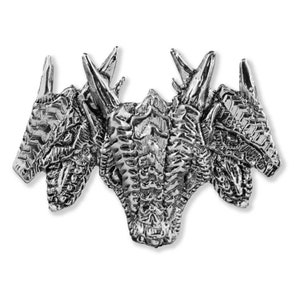 Driekoppige drakenspeld, drakenbroche, revers, hoed, rugzak, sieraden, middeleeuws, Viking, mythisch, vuurspuwen, handgemaakt in de VS G046Z