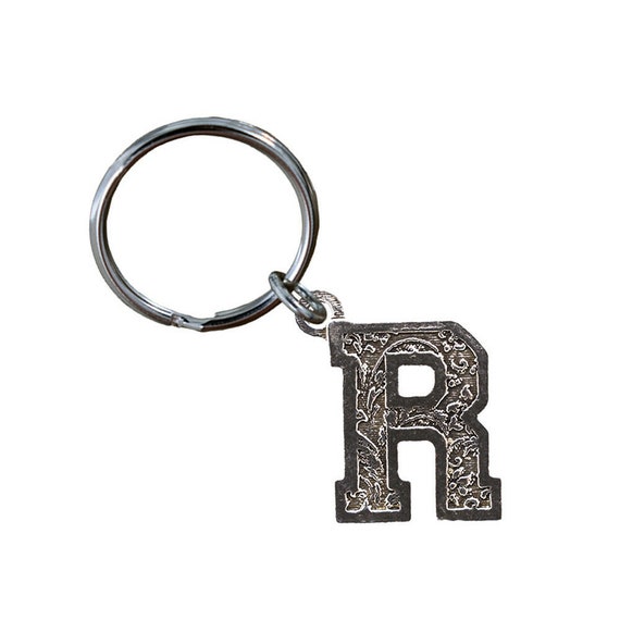 Letter R Keychain L018KC 1 3 8 Inch Alphabet Initial Personalized Gift Metal Engraved Key Fob Key Ring Keys Made in USA Etsy UK