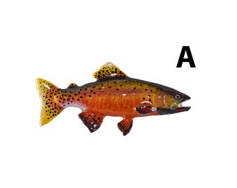 Broche épinglette Truite De Lac En étain - Modèle F019 - Taille 1 3/4" - Fait Main USA - Neuf