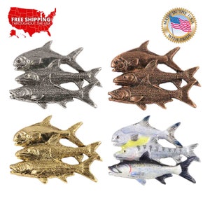 Grand Slam Fish Pin, Bonefish, Tarpon, Permit, Pewter, Lapel, Hat, Pins, Brooch, Handmade in the USA, 200 Fish Designs Available. S035PRZ