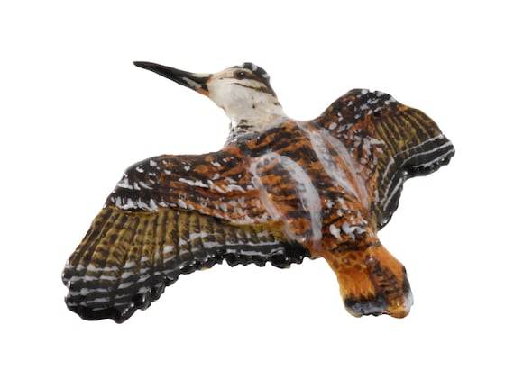 Flying Woodcock Pewter Pin Brooch - British Hand Crafted Flying Woodcock Pewter Pin Brooch - British Hand Crafted