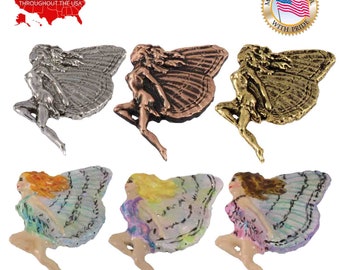 Fairy Pin, Pewter, Fairy, Mythical, Fantasy, Magic, Enchanted, Lapel, Hat, Pins, Brooch, Jewelry, Gift, Handmade in the USA. A100Z