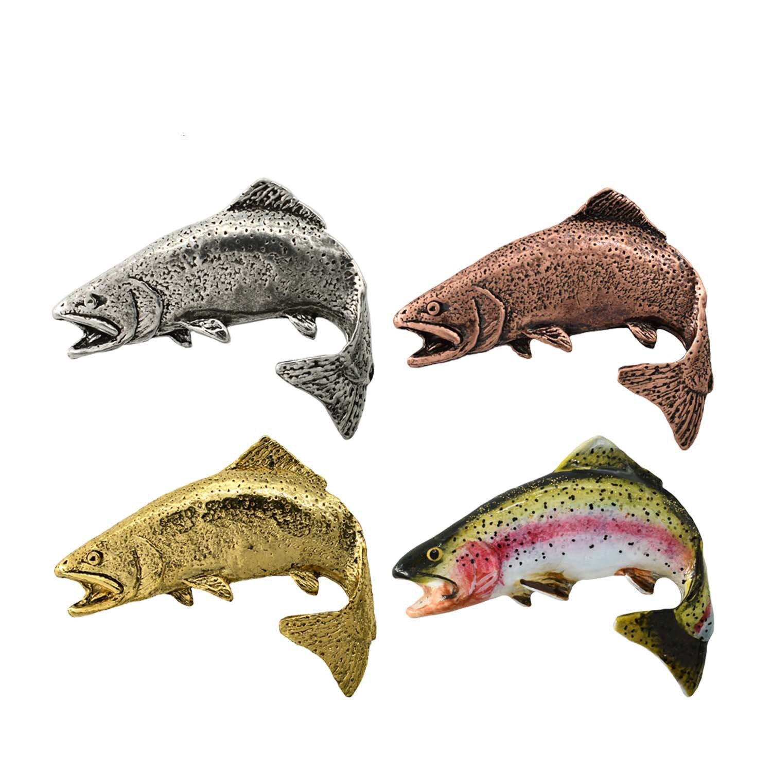 thumbnail image 2 of Rainbow Trout Fish Lapel Pin - 0.75 Inch Metal Tie Tack Pin With Secure Backing 2 of 12