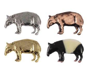Tapir Pin, Fridge Magnet, M154, 1.25 Inches, Handmade in the USA, Realistic, Hat Pin, Lapel Pin, Brooch, Gift, Over 2000 Wildlife Designs