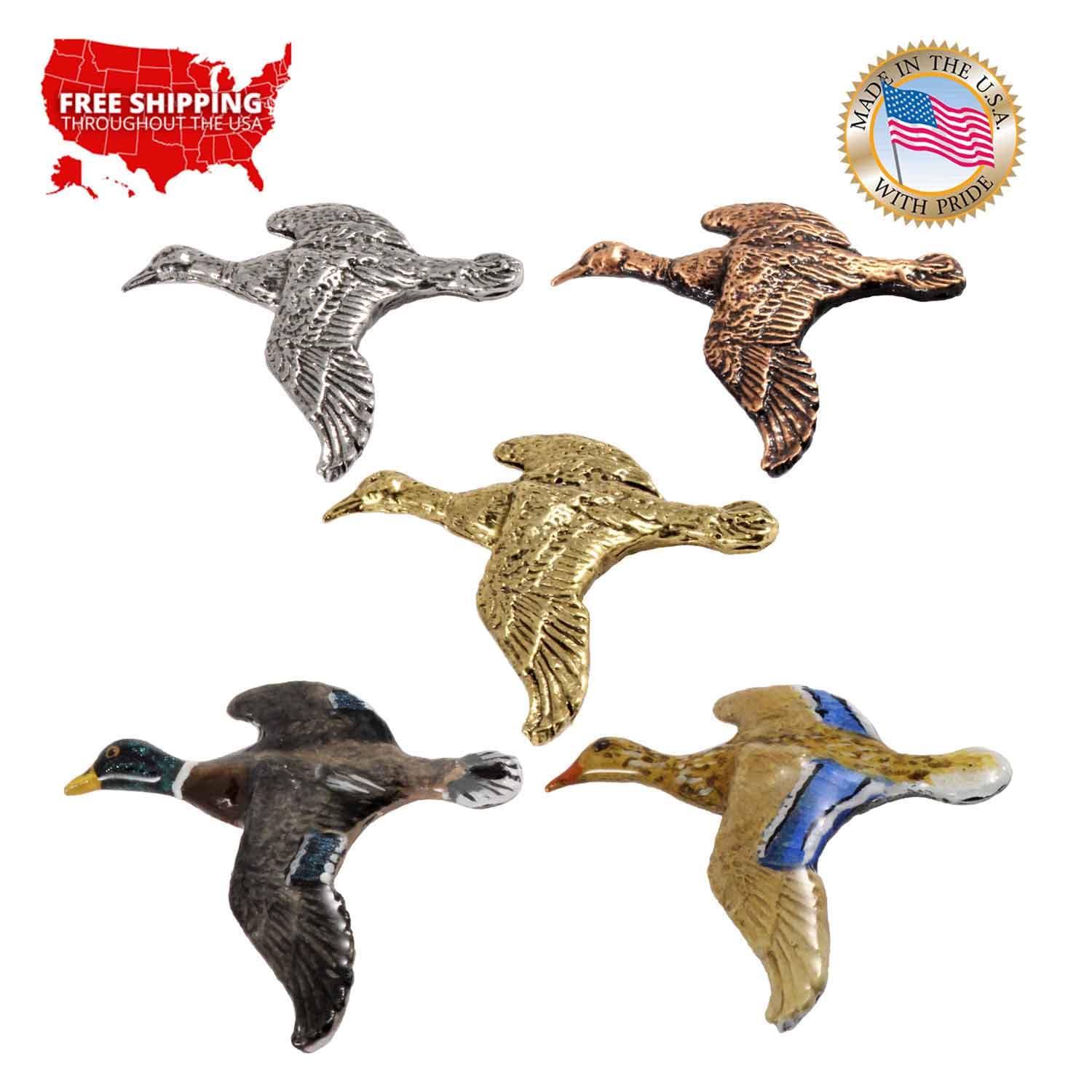 Creative Pewter Designs Mallard Duck Flying Right Bird Pewter Lapel Pin Brooch, B003