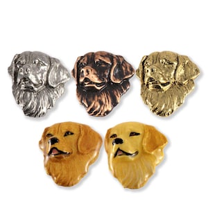 Golden Retriever Dog Pewter Lapel Pin or Fridge Magnet D090