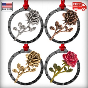 Rose Ornament, Flower, Garden, Pendant, Christmas, Holiday, Tree, Décor, Decoration, Hanging, Handmade in the USA, 100+ Designs Available