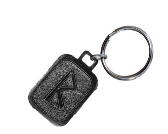 Raidho Keychain, L051KC, 1 1/4 Inch, Norse Runes, Viking, Journey, Gift, Metal, Engraved, Key Fob, Collector's Item, Made in the USA