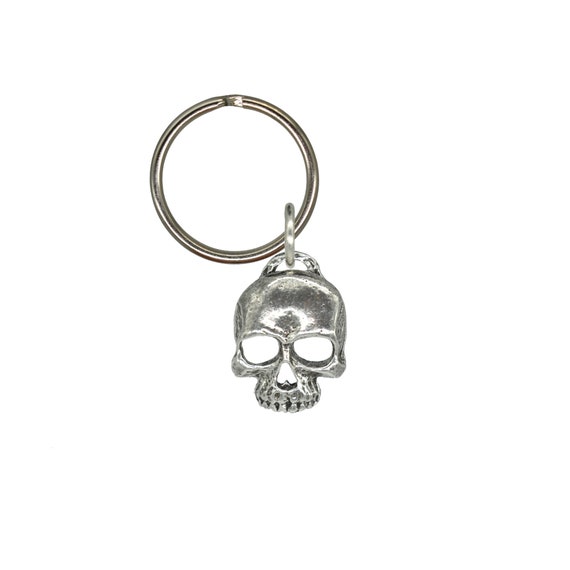 3D Half Skull Keychain, Smile, Smiling, G138KC, 1 Inch, Metal