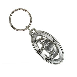 Tapir Keychain, M154KC, 2 Inches, Cute, Gift, Metal, Engraved, Key Fob, Key Ring, Keys, Zipper Pull, Luggage Tag, Pewter, Made in the USA