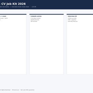 Kit de CV para búsqueda de empleo en el Reino Unido (2026) / CV en Word + Frases para LinkedIn + Guía rápida para correos electrónicos de entrevista / Descarga instantánea