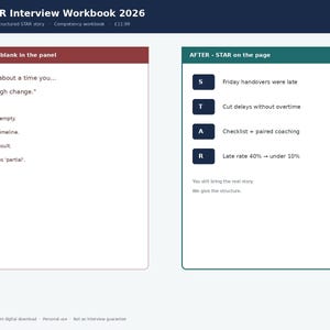 UK STAR Interview Workbook 2026 | Competency Answer Builder + 40 Behavioural Prompts | Instant Download