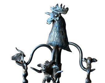 Forged Farm Animal Fireplace Tool Set