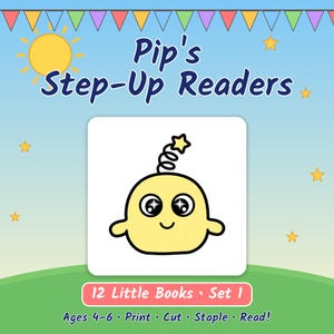 Pip's Step-Up Readers Set 1 | 12 Printable Decodable Phonics Books | CVC Early Reader Mini Books | Learn to Read Kindergarten