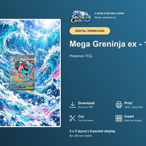 Mega Greninja ex Chaos Rising Binder Page | Whirlpool Rush Michi Method (Digital Download)