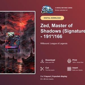 Zed Vendetta Erweiterte Artwork-Seite | Crimson Dusk Temple Michi-Methode (Digitaler Download)