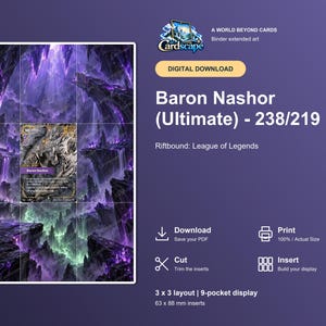 Baron Nashor Riftbound Erweiterte Artbook-Seite | Void Cavern Michi-Methode (Digitaler Download)