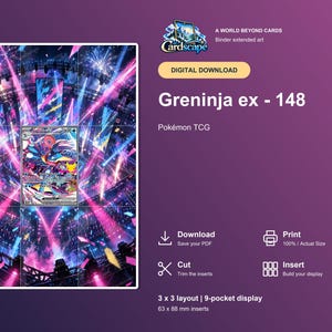 Greninja ex 30th Celebration Extended Art Binder Page | Festival Lights Michi Method (Digital Download)