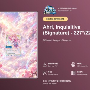 Ahri Riftbound Erweiterte Art Binder-Seite | Rosy Cloudscape Michi-Methode (Digitaler Download)