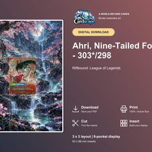 Ahri Riftbound Erweiterte Art-Binder-Seite | Spirit Blossom Falls Michi-Methode (Digitaler Download)