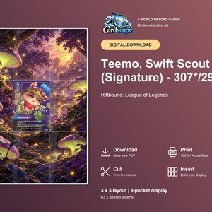 Teemo Riftbound Erweiterte Artbook-Seite | Mushroom Grove Michi-Methode (Digitaler Download)