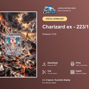 Charizard ex Extended Art Binder Page | Obsidian Ember Michi-metoden (digital nedladdning)