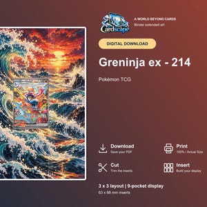 Greninja ex Extended Art Binder Page | Tidal Sunset Michi Method (Digital Download)